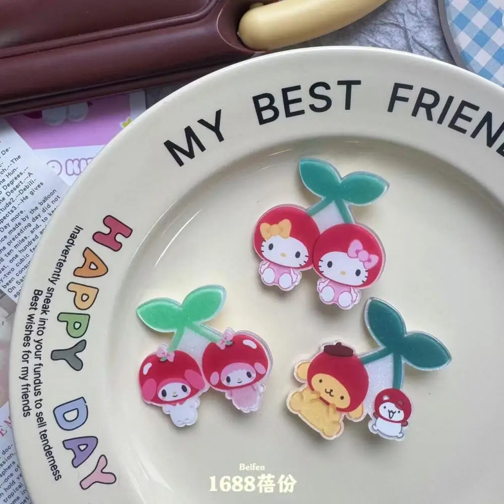 Spinka do włosów Sanrio, japońska kreskówka, wiśnia, Hello Kitty, Melody, Kuromi, urocza spinka typu krokodylek, słodka spinka do grzywki dla dziewczynek.