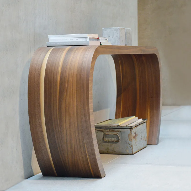 the ancient entrance platform, solid wood strip case entrance table, walnut pattern Italian minimalist entrance