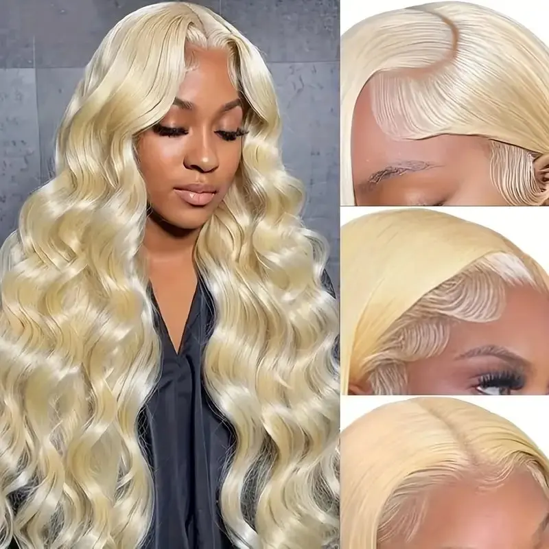 13x6 HD Lace Body Wave 40 Inch Frontal 613 Blonde Colored Water Wave Pre-plucked For Women Human Hair Wig 150 Density