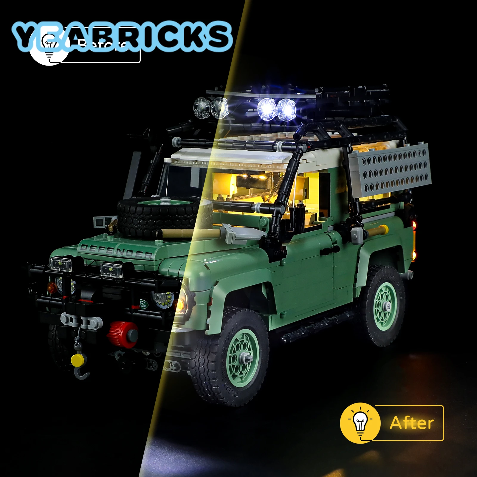 YEABRICKS LED Light Kit for 10317 Classic Defender 90 Building Blocks Set (NOT Include the Model) Bricks Toys for Children