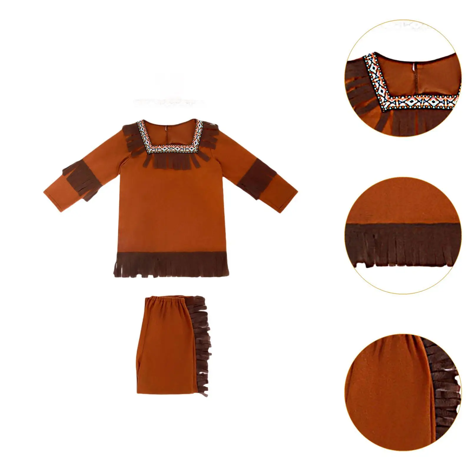 インディアン少女コスチューム 羽根付きヘッドバンド付き コスプレ ネイティブアメリカンコスチューム