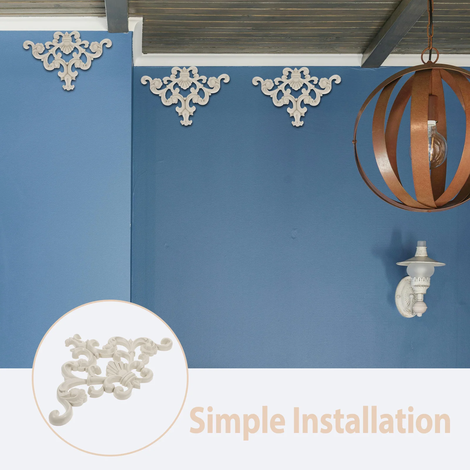 Ornamento onlay con applique di fiori intagliati in PVC per parete, soffitto, porta, decorazione angolare, sfondo del soggiorno, accento decorativo per la casa