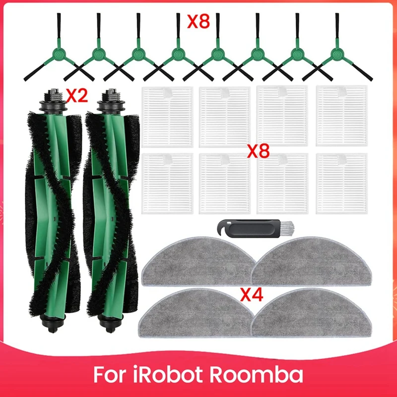 

ABKP-Replacement Parts Accessories For Irobot Roomba Combo Vacuum & Mop Robot Y0110 Y0140 2 Main Brush Rollers Filter Mops