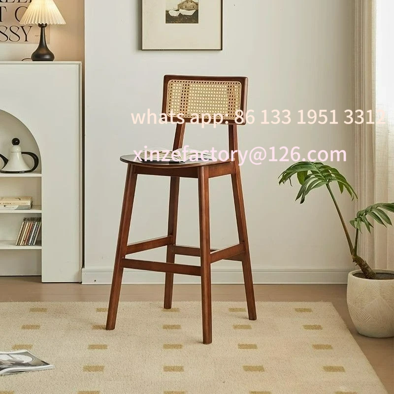 

Customizable Solid Wood Bar Chair Home Light Luxury Nordic High Back Chair