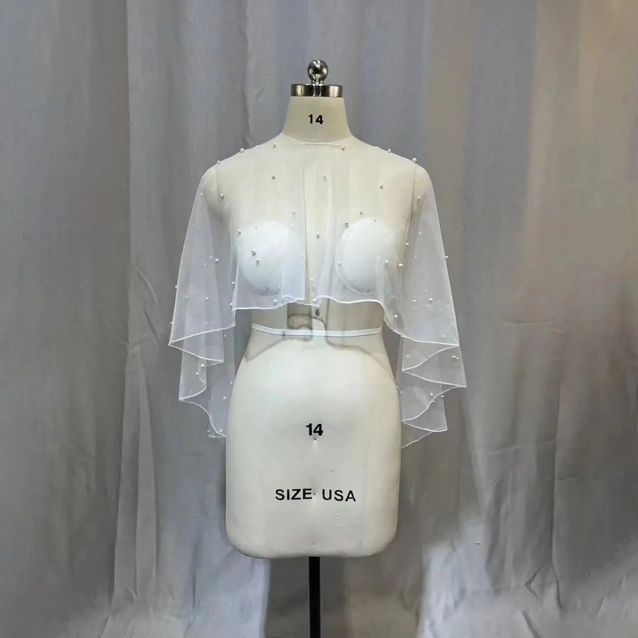 MYYBLE-Cape de mariage en perles pour femmes, accessoires de mariage, BEmbed o Patients Everak, court devant long dos, rond, châle de soirée, 2024