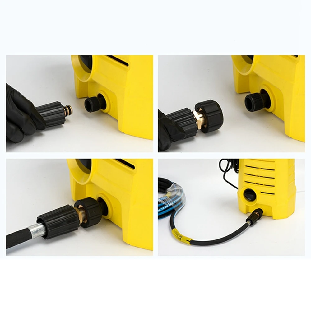 M22 14 to 3/8 and 1/4 Inch High Pressure Washer Converter Internal and External Threads Connect To High Pressure Hose Water Gun