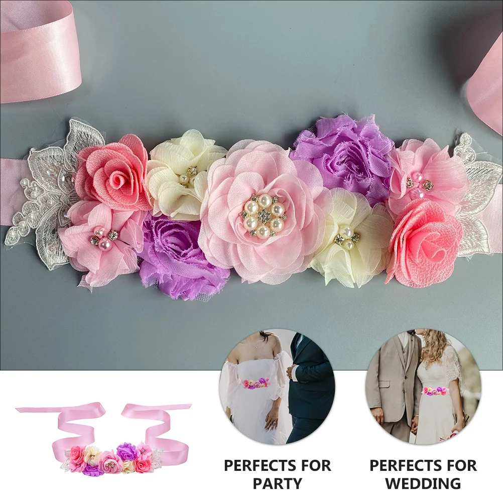 حزام خصر على شكل زهرة لؤلؤية لفستان الزفاف، حزام خصر مزخرف بالزهور، إكسسوار مثالي لحفلات وصيفة العروس