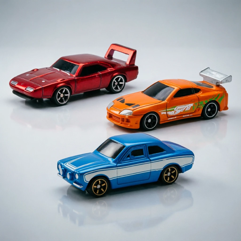 Official Jada Fast & Furious Nano Hollywood Rides 3-Pack Die-Cast Metal Mini Vehicle Set Toyota Supra Dodge Charger Model Toy