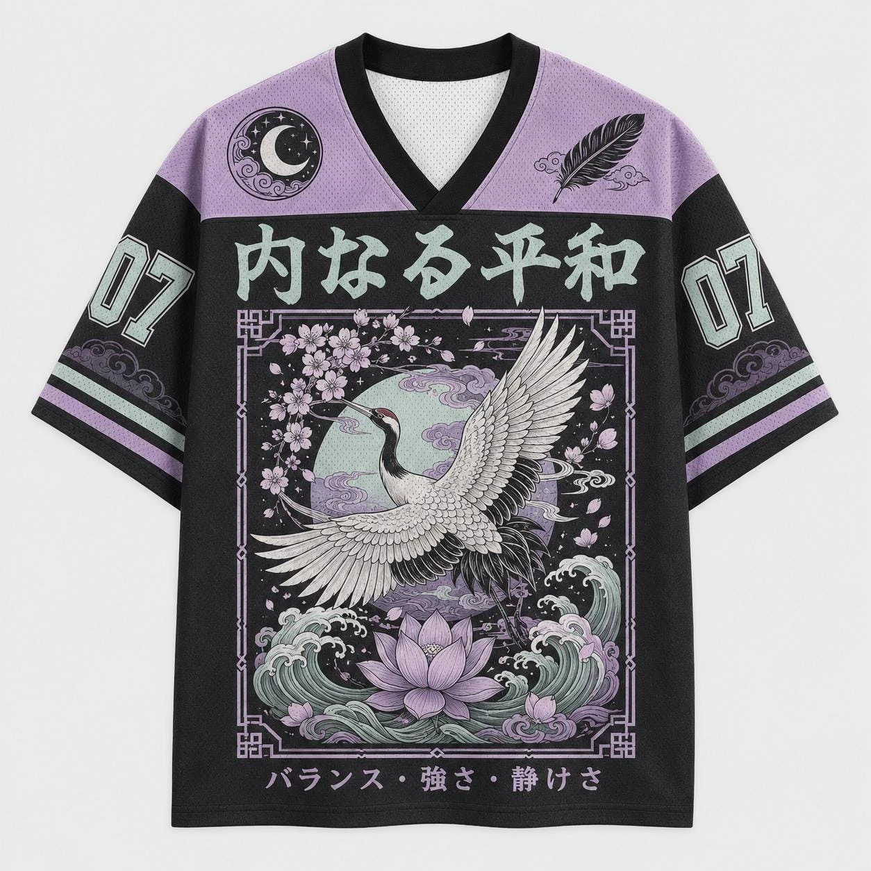 2026 Sommer Mode Japanischer Stil Wind- und Wellen-Design 3D-Druck Outdoor Freizeit Sport Fitness V-Ausschnitt T-Shirt Große Größen – Detail 5
