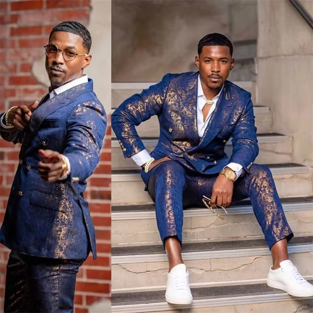 Luxury Blue Men Suit Blazer Bridegroom 2 Pcs Pants Set Custom Made Fashion Formal Office Prom Party Jacket Wedding Tuxedo AliExpress