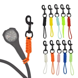 Scubas Diving Swival Bolts Hook Marine Grade Steel Hook Clip with Braided Rope Lanyard Anti-lost Safety Rope