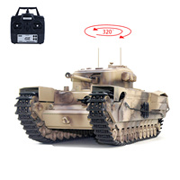 Tongde 1/16 RC Military Infrared Battle Tank Model RTR Churchill Mk.VII Metal Tracks Remote Control Electric Tanks Toy Model
