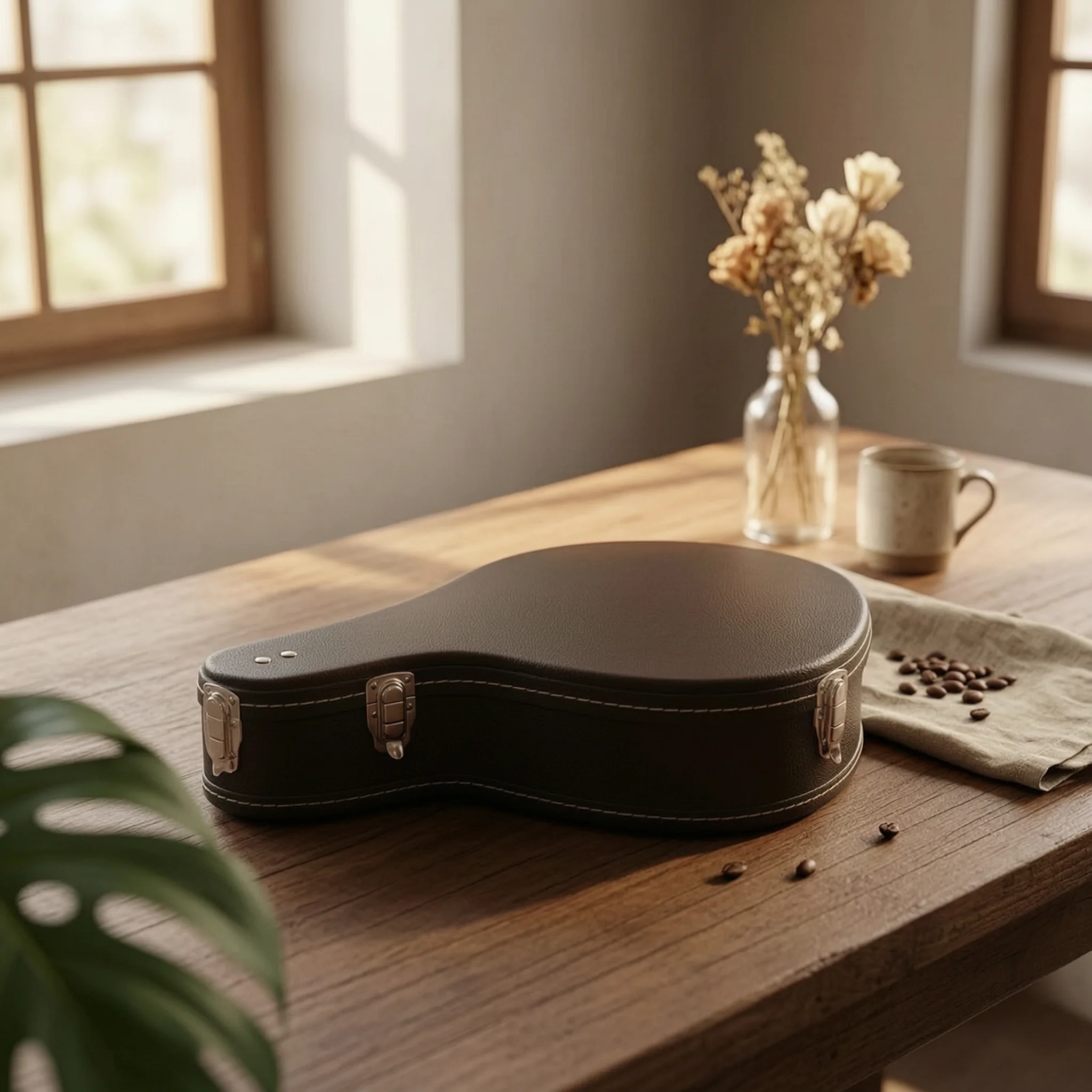 

Wooden Guitar Case Waterproof Hard Guitar Case Musical Instrument Storage Cushioned Cushioned Interior Lock Latches