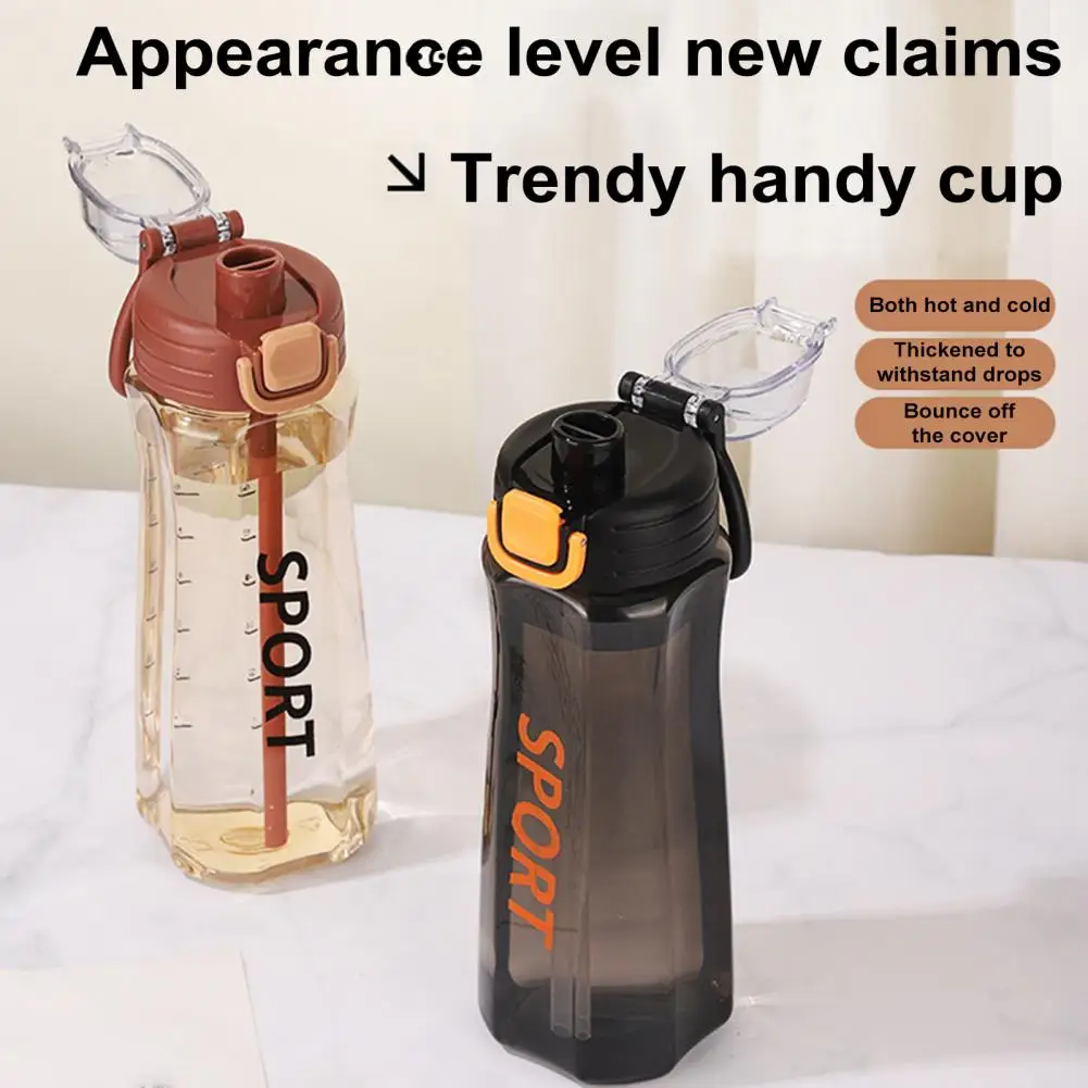 Leak-proof Straw Cup 750ml Sports Water Bottle with Straw One-click Pop-up Lid for Fitness Gym Camping Leak-proof Outdoor