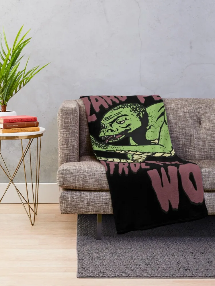 Shapeshifting Lizard People Control The World Alien Conspiracy Horror B-Movie Tee Throw Blanket Luxury St for winter Blankets