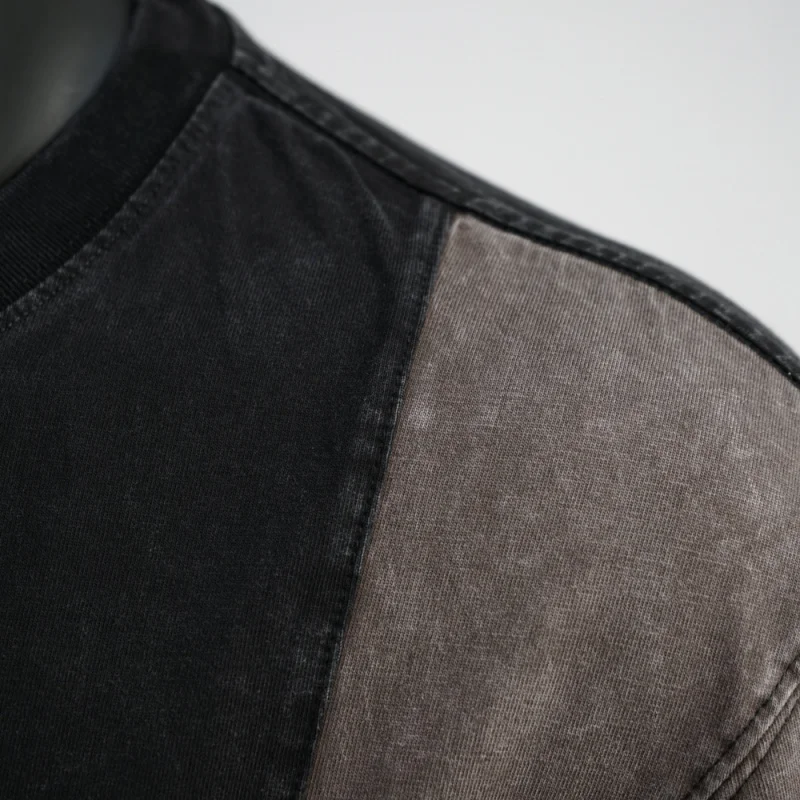 Retro Japanese washed vintage T-shirt for men's summer fashion brand high-end loose casual color blocked top