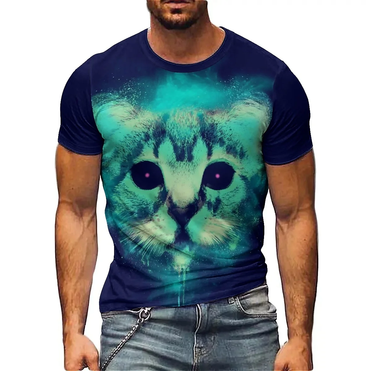 

Workout and running men's 3D print short-sleeved T-shirt, soft and comfortable fabric, unisex printed short-sleeved T-shirt