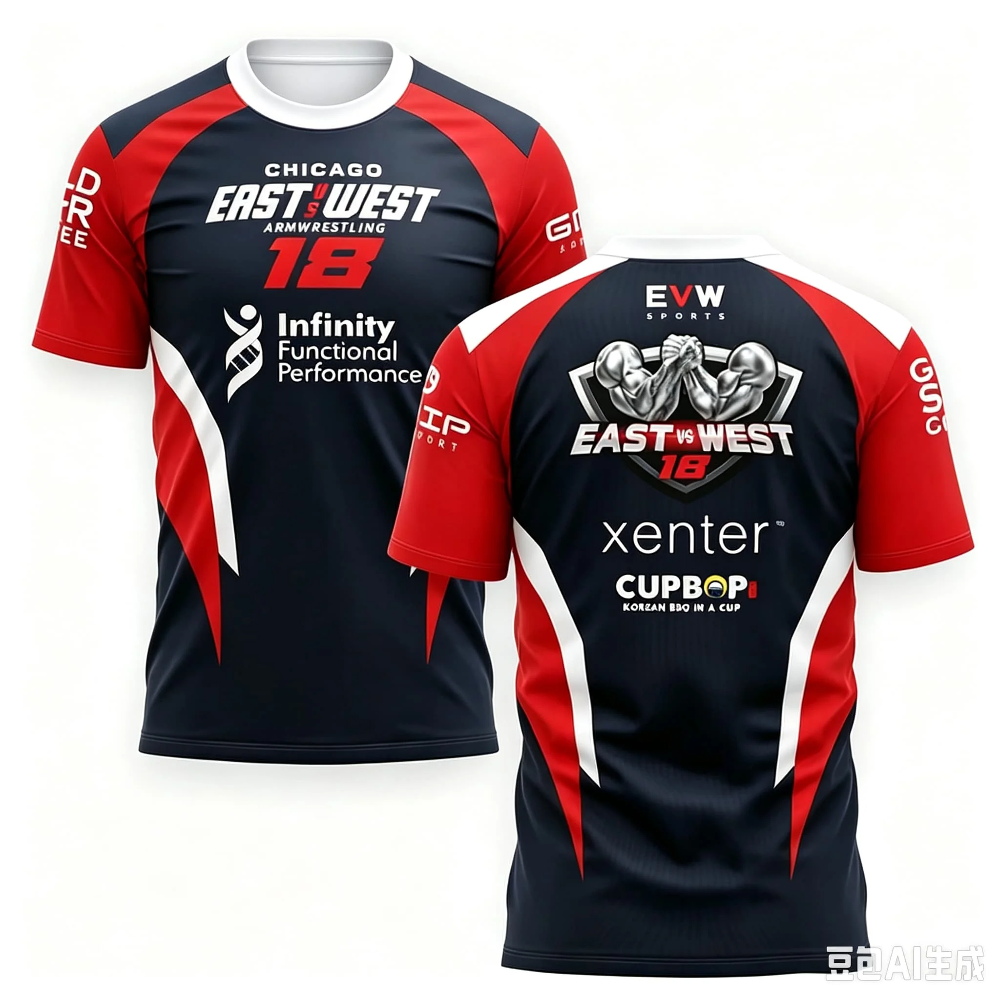 The East Vs West Series 24 Armdrücken T-Shirt Atlantic City Sporttrikot Herren Schnelltrocknend Fitness Gym T-Shirt Familien-Set – Detail 5