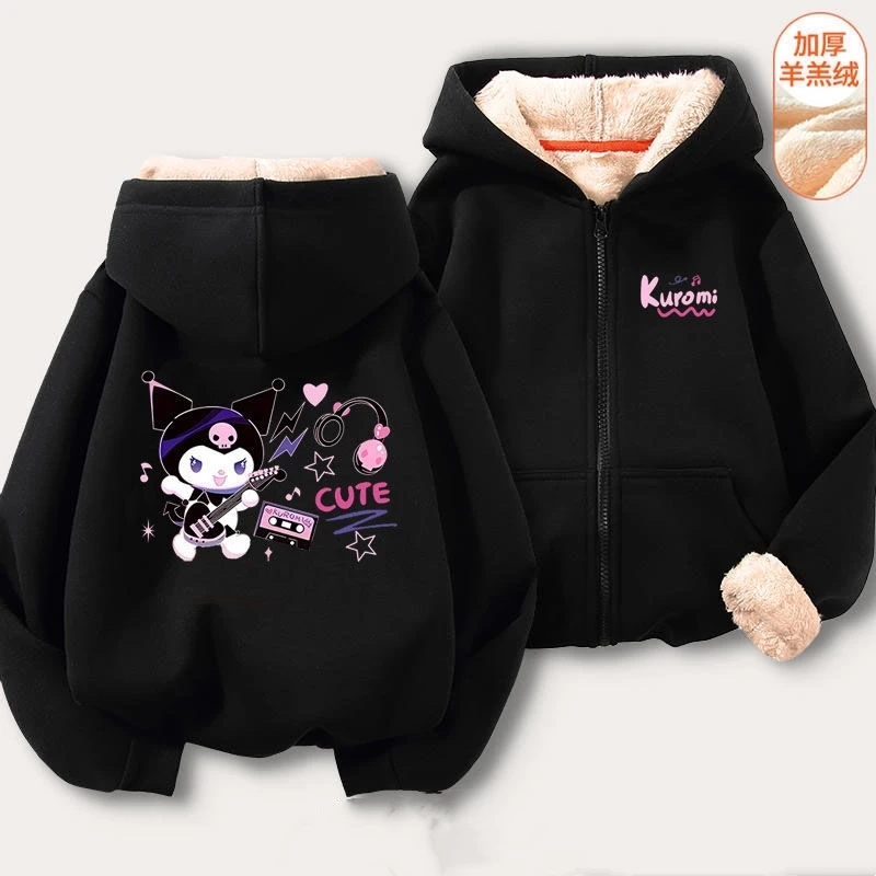 Kawaii Sanrio Cinnamoroll Oversize Plush Coat Cute Anime Kuromi Cardigan Coat Loose Sweatshirt Girl Boy Kids Y2k Coats For Women