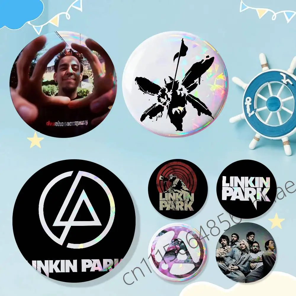 FOR Linkin Park From Zero Round Exquisite Laser Badge Brooches Creative Pins For Clothes Hat Backpack Gift Accessories