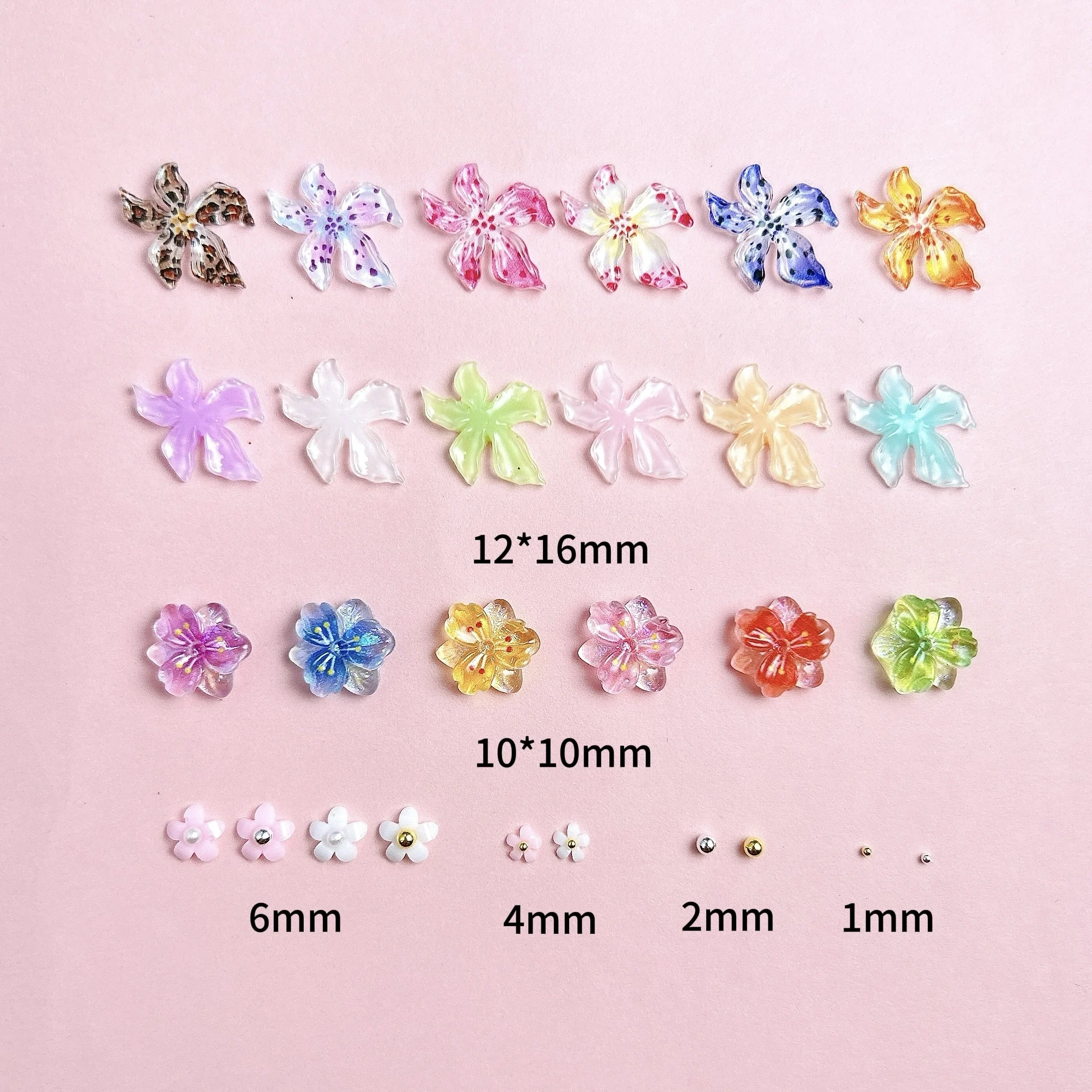 1 scatola di ghiaccio trasparente a cinque petali fiori in resina pendenti per unghie multi-colori creativi morbidi fiori di mulino a vento decorazioni per unghie fai da te