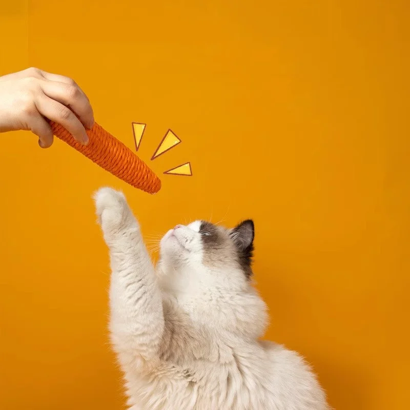 Lustiger Katzen-Beißstab mit Sound, Karotte, Kuscheltier, Anti-Biss-Kratzbrett, Heimtierbedarf für interaktive Unterhaltung – Detail 2