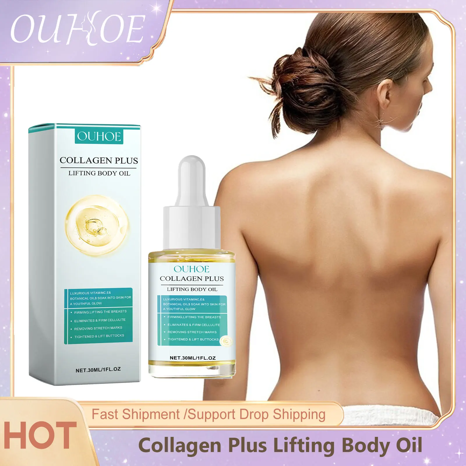 Collagen Body Oil Lifting Firming Arms Belly Fat Buttocks Sculpting Moisturizing Reduce Fine Lines Wrinkles Skin Tightening Oil