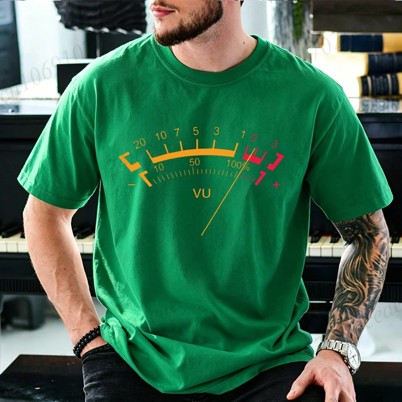 Retro VU Meter Level Graphic T Shirt Men DJ Music Producer Sound Engineer Short Sleeve Tee Vintage Recording Studio Casual Tops - view 3