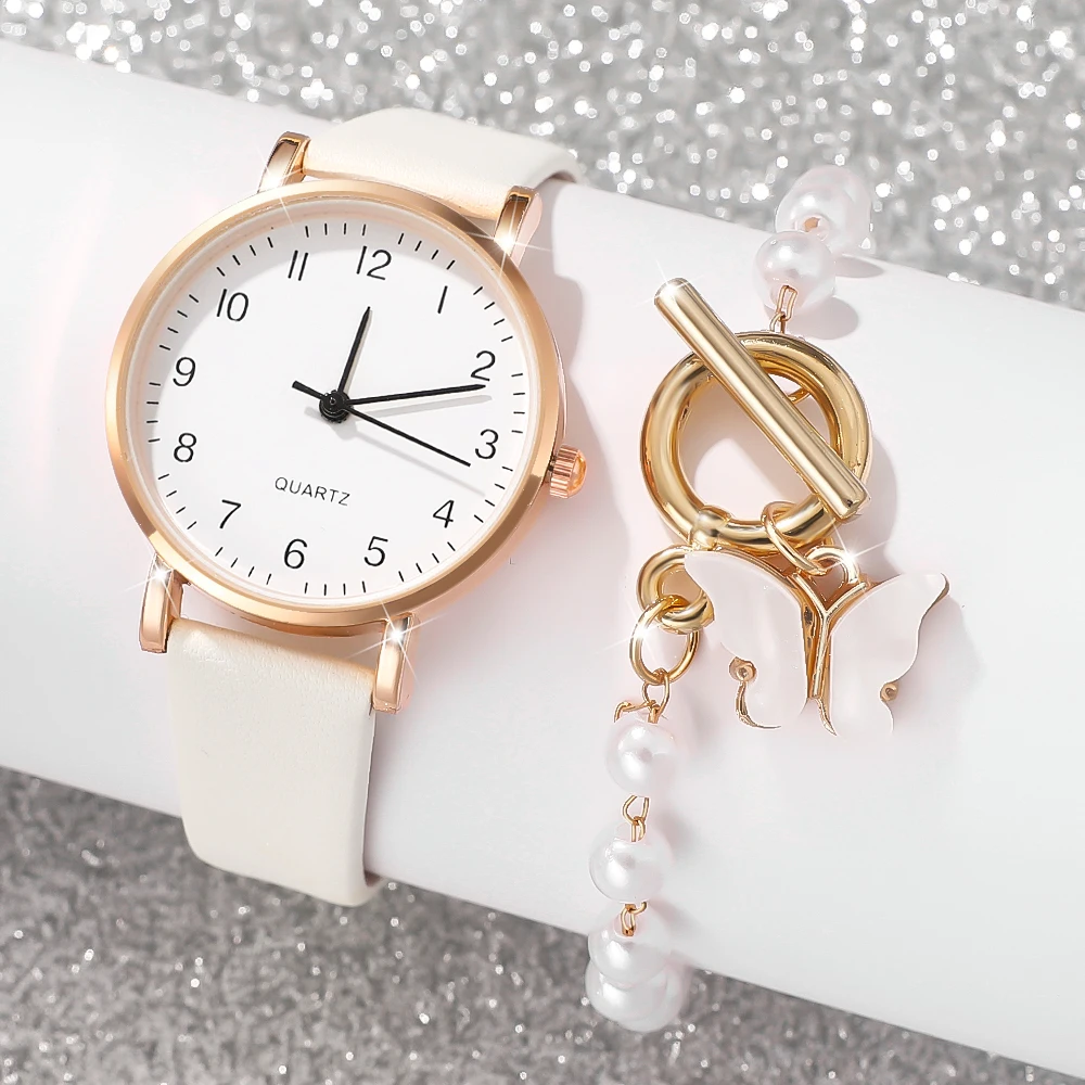 2Pcs Ladies' Fashionable Temperament Watch, Ideal Gift for Friends & Family for Valentine's Day, Easter, Ramadan and Birthdays.