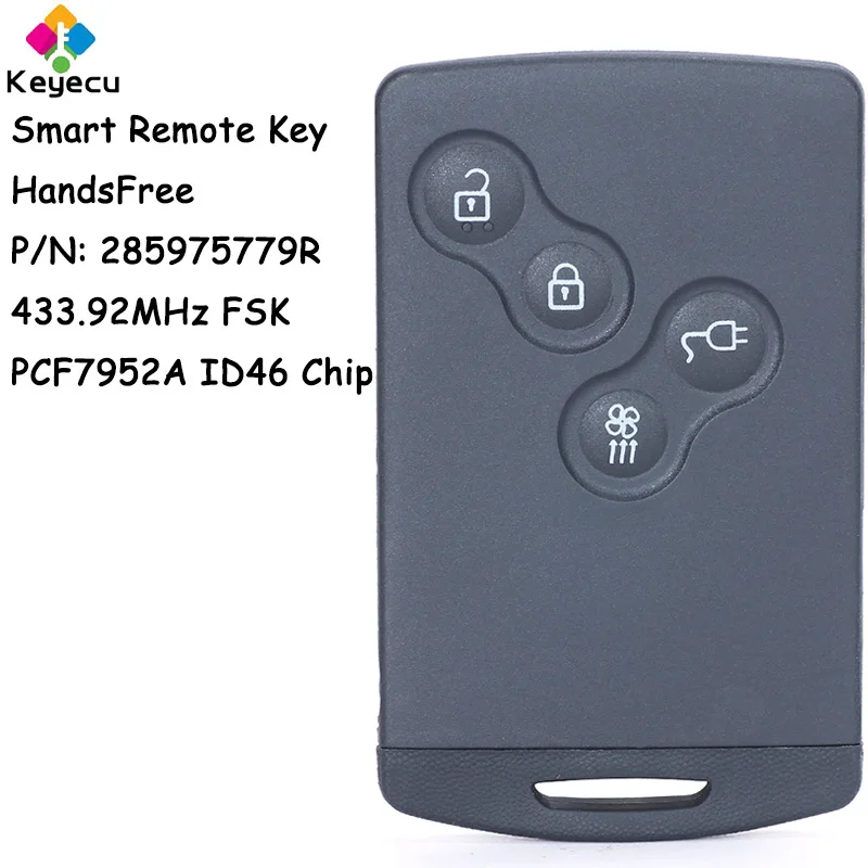 

KEYECU Keyless Go Handsfree Smart Remote Car Key With 4 Buttons for Renault Zoe Megane 3 Laguna 3 Scenic Fluence Fob 285975779R