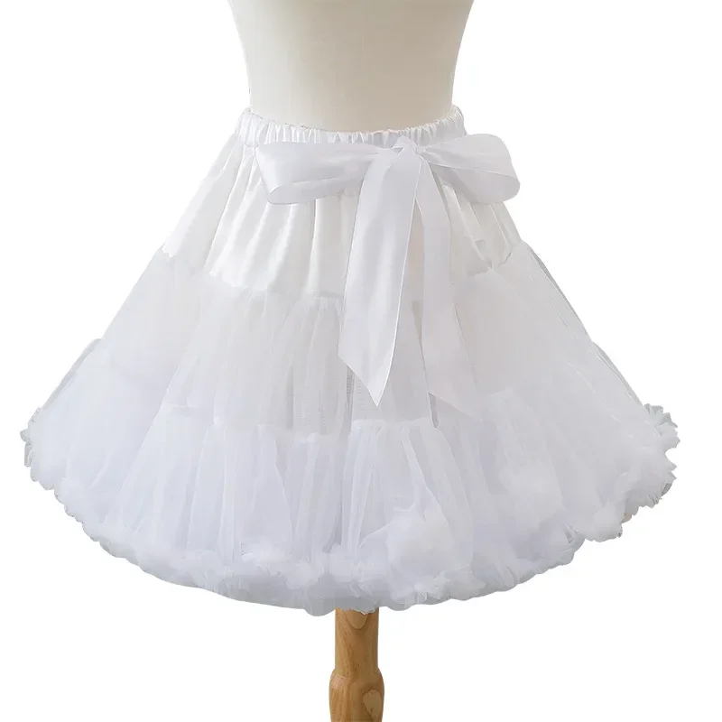 Lolita Gauze Skirt Super Violent Soft Yarn Black White Two Color Boneless Petticoat 2024