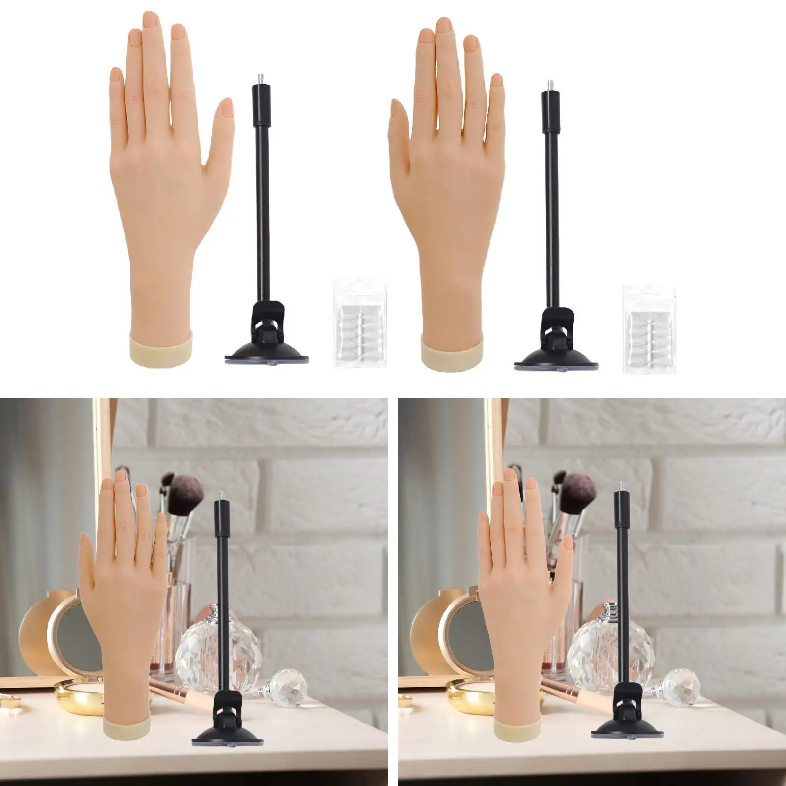 

Practice Hand Realistic with Suction Cup Base Silicone Female Mannequin Hand Fake Hand for Bracelet Organizing Rings Watch Shop