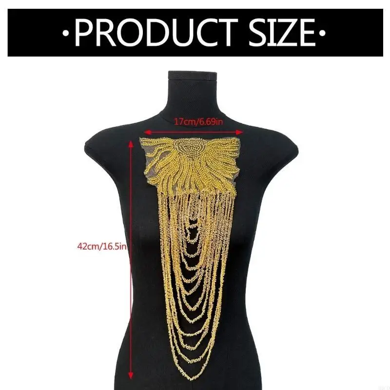 M6CD 1Set Sequined Shoulder Epaulets Stage Costume Epaulet Fringed Shoulder Applique Shoulder Wrap Stage Show Accessory