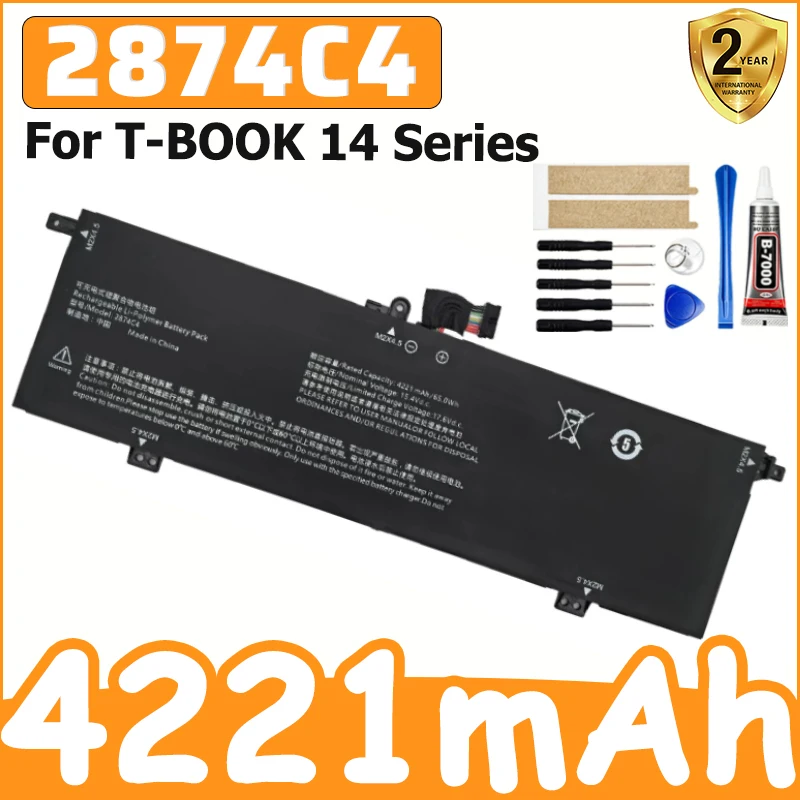2874C4 High-Efficiency NEW Battery Laptop Battery For T-BOOK 14 Series 65Wh