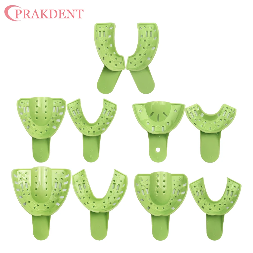 Disposable Plastic Dental Tray Green Impression Mold Removal High-temperature Resistant Tray Oral Care Accessories 10pcs