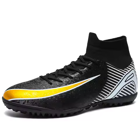 Men's Large Size 47 Training Sports Net Lining Rubber Outsole AG Long Nail TF Broken Nail Ball Shoes High Top Football Boots