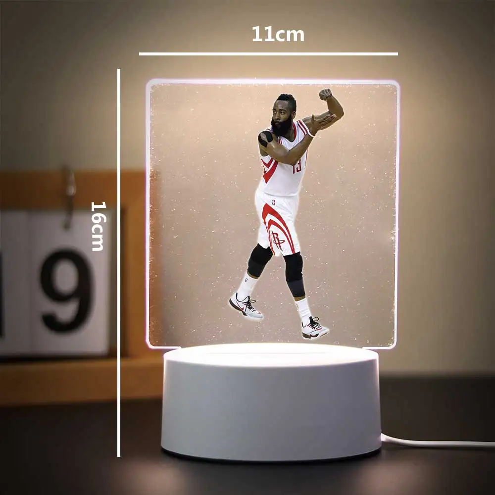 Famous basketball player Acrylic 3d Lamp for Table Desk Decor the Boys Girls Birthday Gift