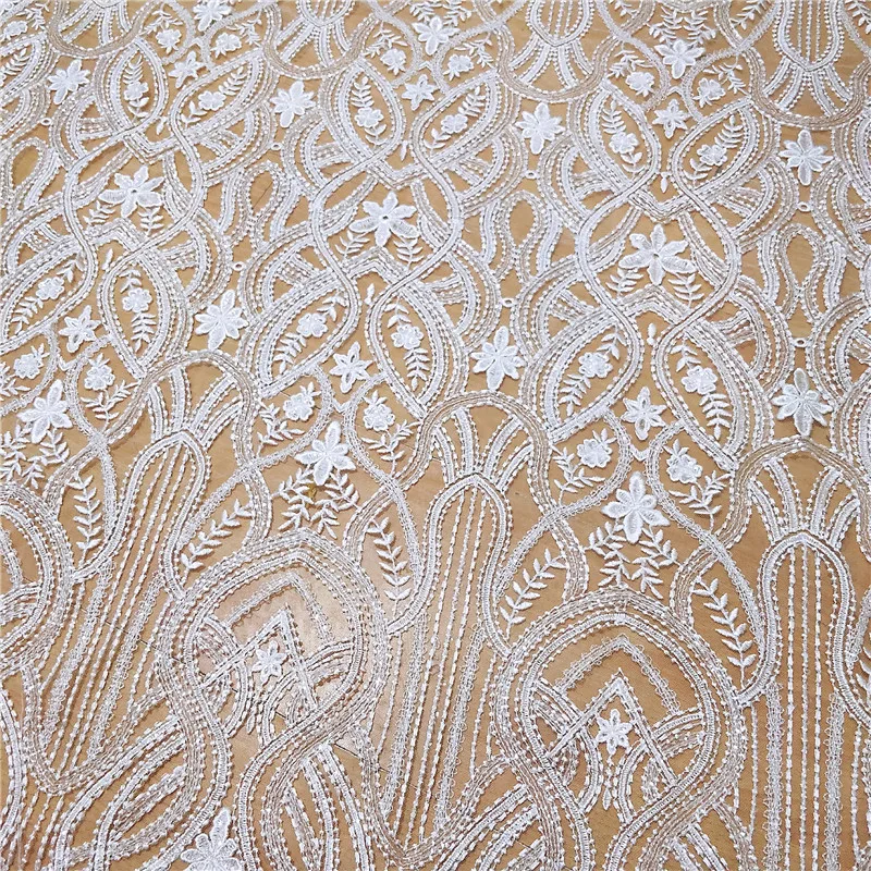 French Lace Fabric with Sequins, Embroidered Fabric, Slim Wedding Dress, DIY Accessories, RS932