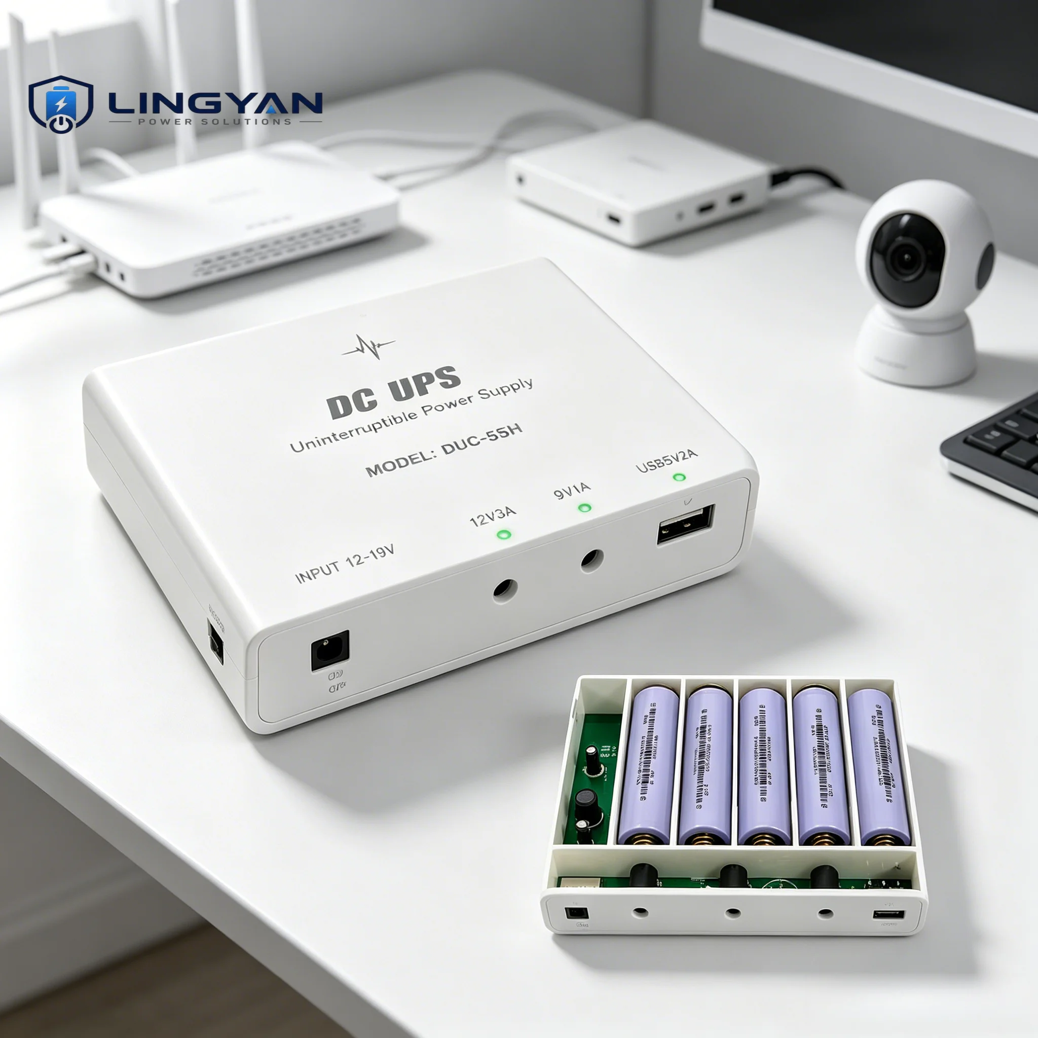 Compact Solderless Uninterruptible Power Case for 5 Cell 18650, DIY UPS Box With Dual 19V 20V Output And USB 5V