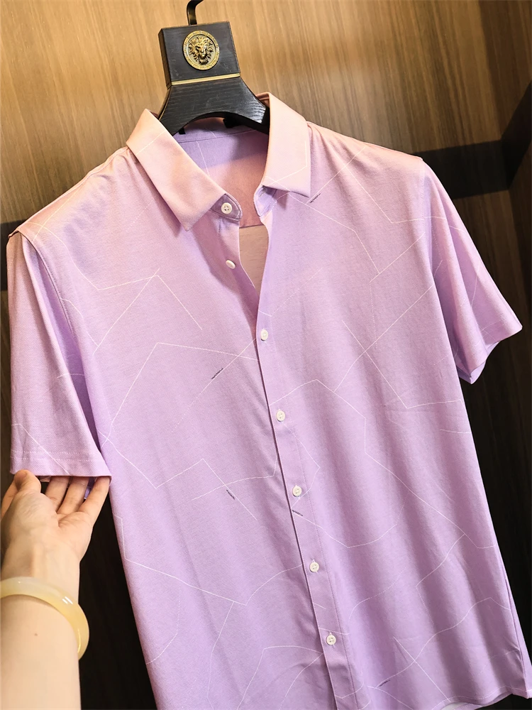 

Гладкий дышащий 00, шелковый хлопок ort Sve irt для мужчин, летний деловой откидной воротник, глянцевый, мягкий, легкий вес