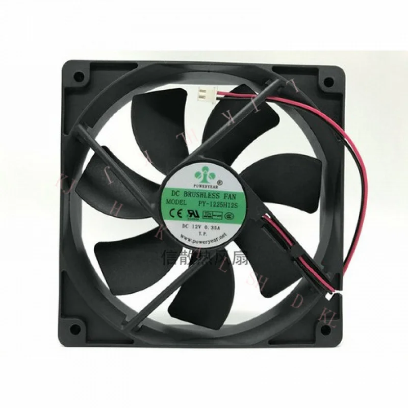 

N FOR POWERYEAR PY-1225H12S DC12V 0.35A 12CM 12025 2-wire cooling fan