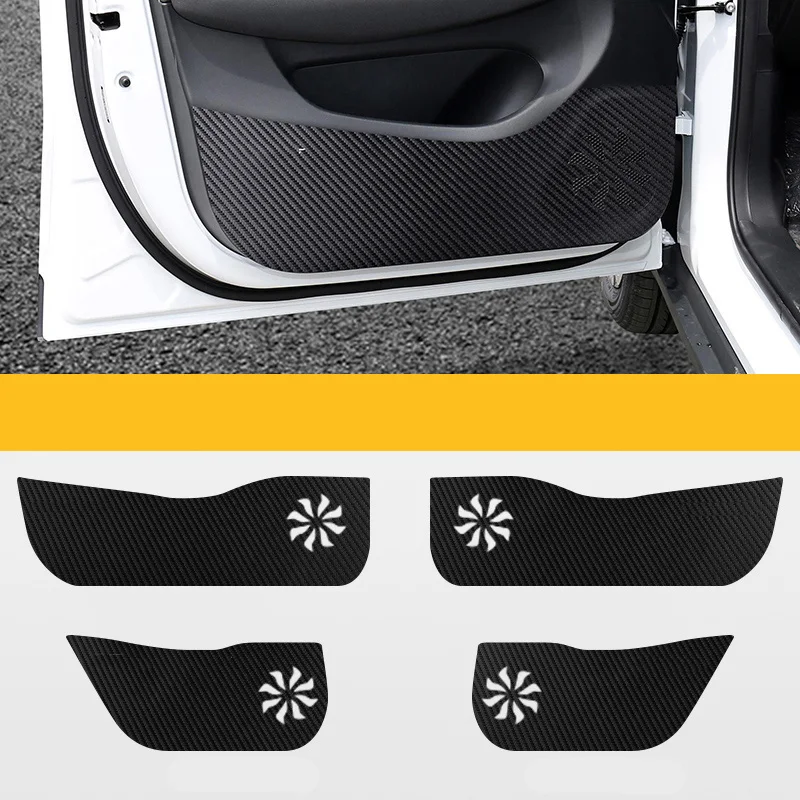 For Leapmotor T03 Car Door Anti-kick Pad Carbon Fiber Leather Protection Film Stickers Decorative Mat Auto Accessories