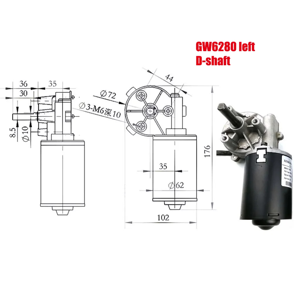 1pcs/lot 24VDC 35W Worm Gear Motor 30 50 100rpm Worm Gear brushed motor Wiper Motor barbecue grill Motor Roller Shutter Motor