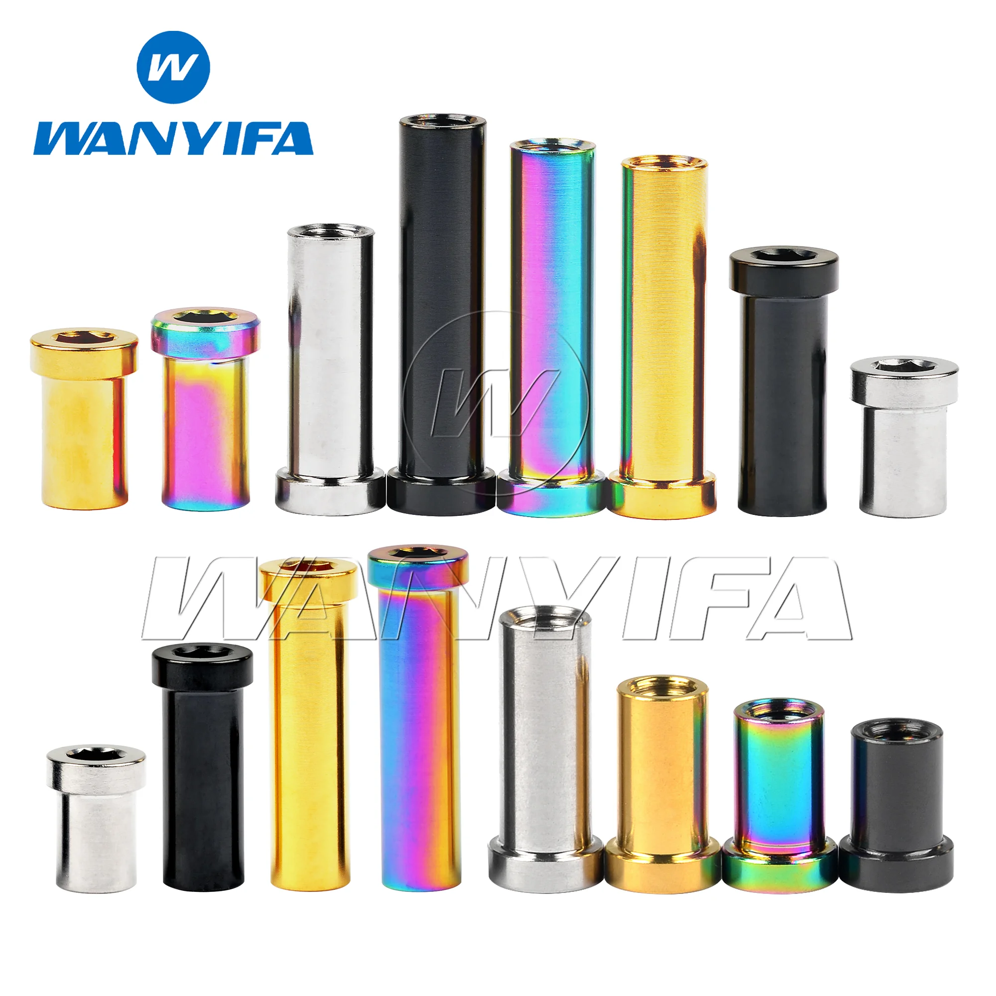Wanyifa M6 Titanium Nut Full Length 13/15/17/21/23/25/31.5/33/35/37mm for Road Bicycle Brake Caliper C Clamp Fix Ti Parts