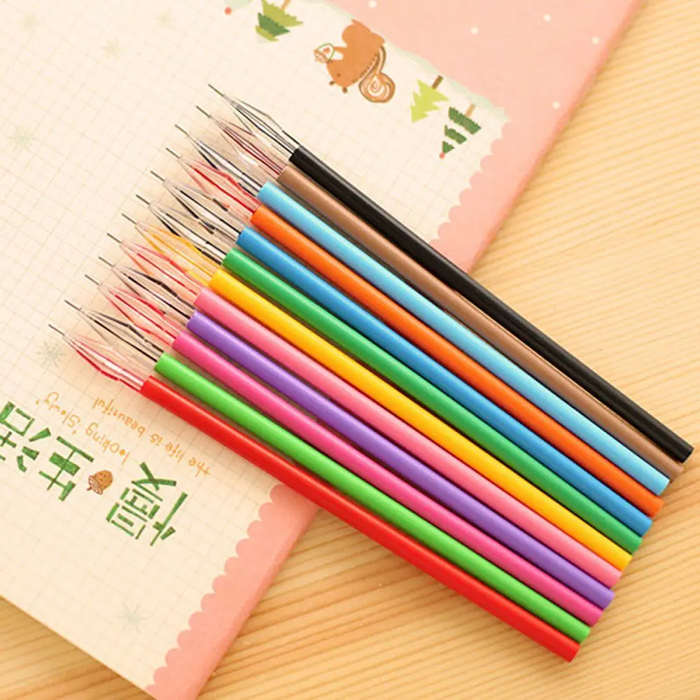 Direct Candy-color 12 Colors Core 0.38mm School Stationery Diamond Head Cartridge 12 Pcs Gel Pen Pen Refills Neutral Pen Refill