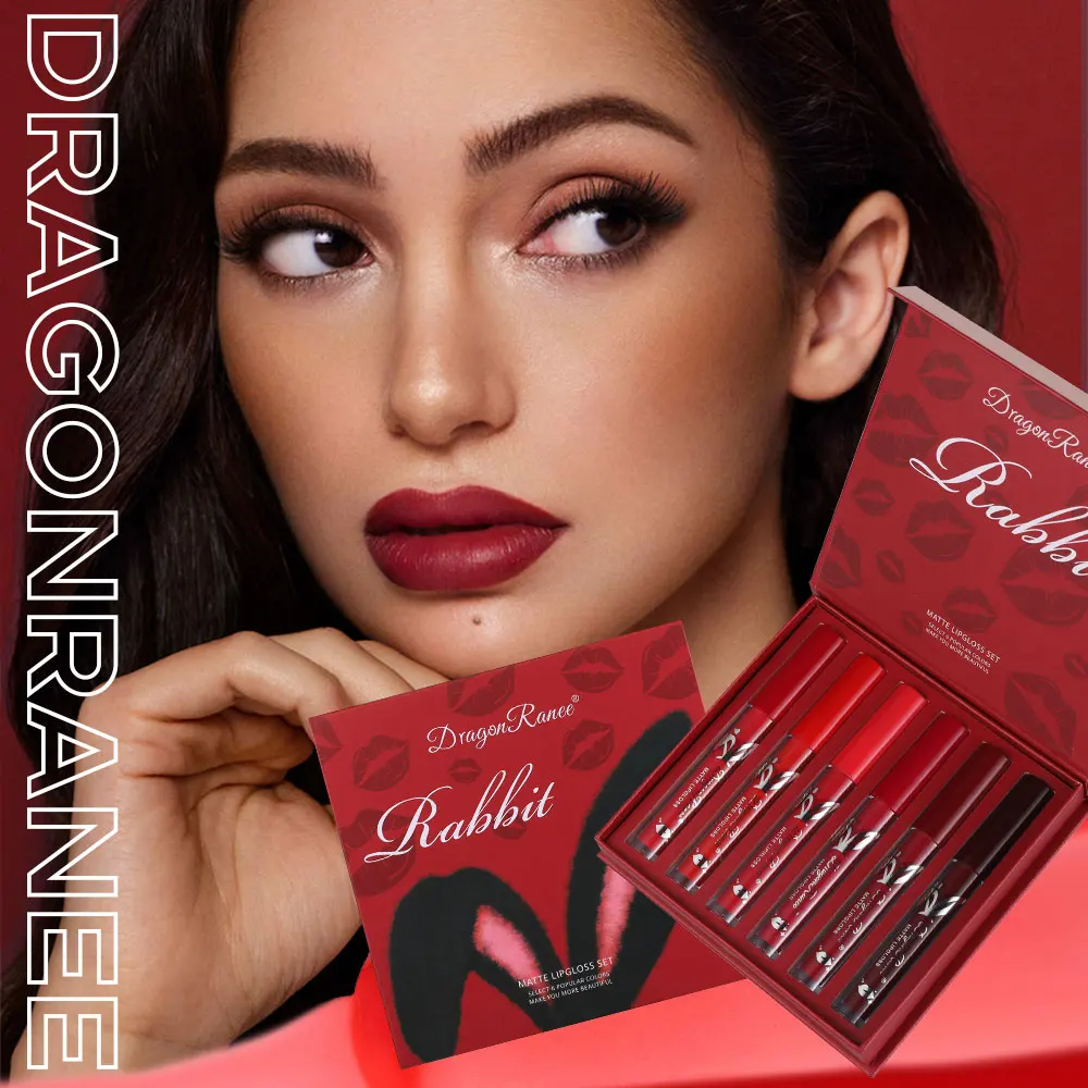 6-Piece Lip Gloss Set, Velvet Matte Lip Gloss, Waterproof and Sweat-Proof Lipstick, Non-Stick Cup Matte Lipstick, Holiday Gift Set