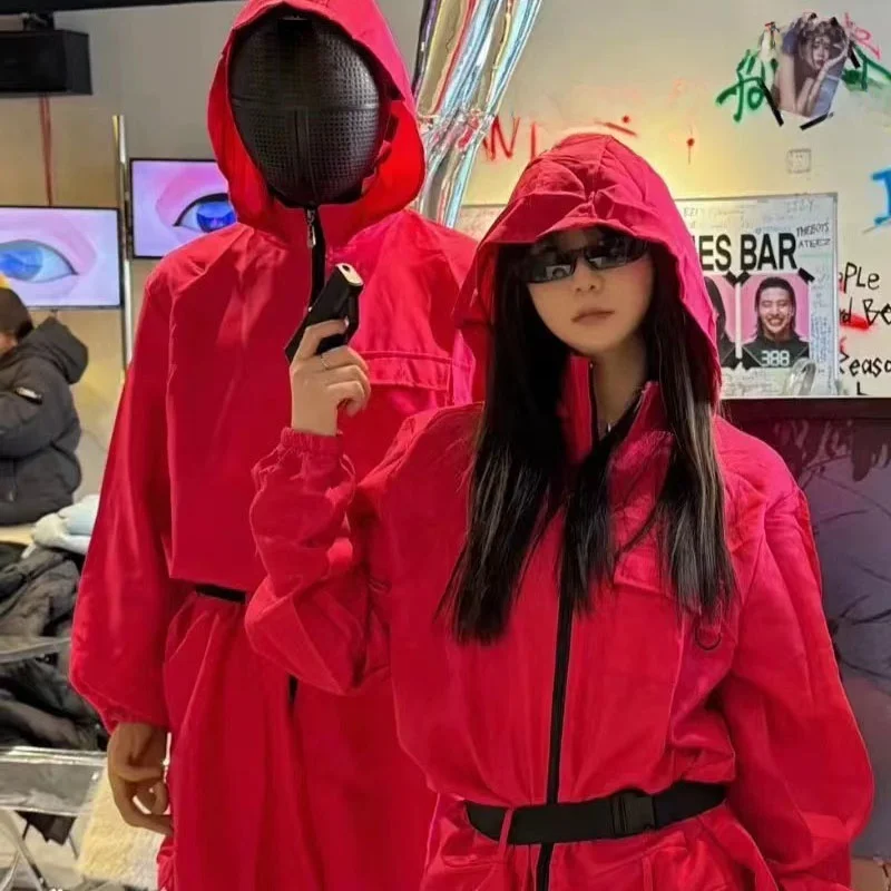 

Adult loween Costume Red One-Piece Suit Performance Outfit Stage Performance Cosplay Clothes Mask Man Traditional Ethnic Wear