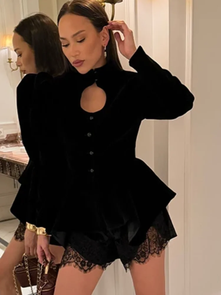 Sexy Hollow Out Puff Sleeves T - Jackets review and price