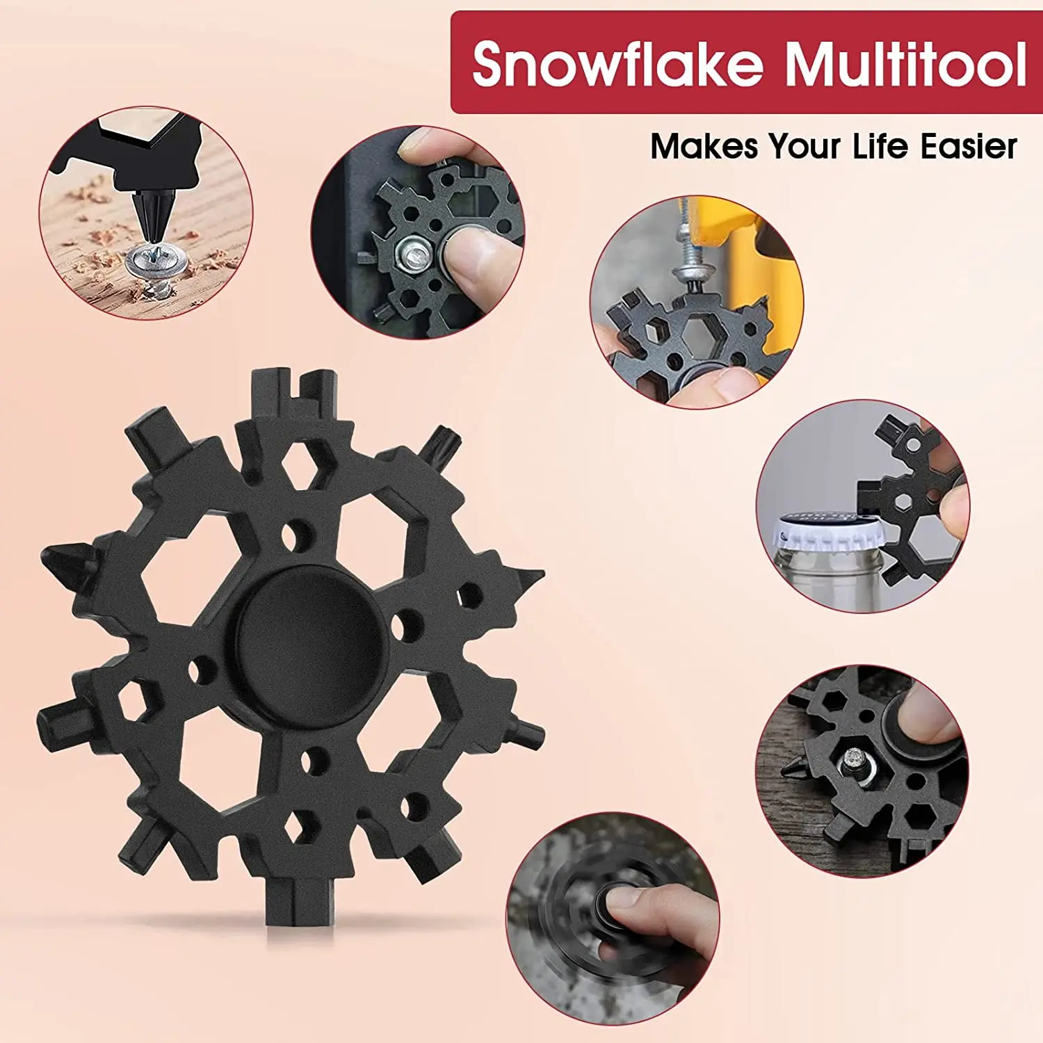 Multifunction Universal Repair  Tool Gyro Toy Torque Snowflake Wrench 23-in-1 Hexagon  Wrench Screwdriver Fingertip Gyroscope