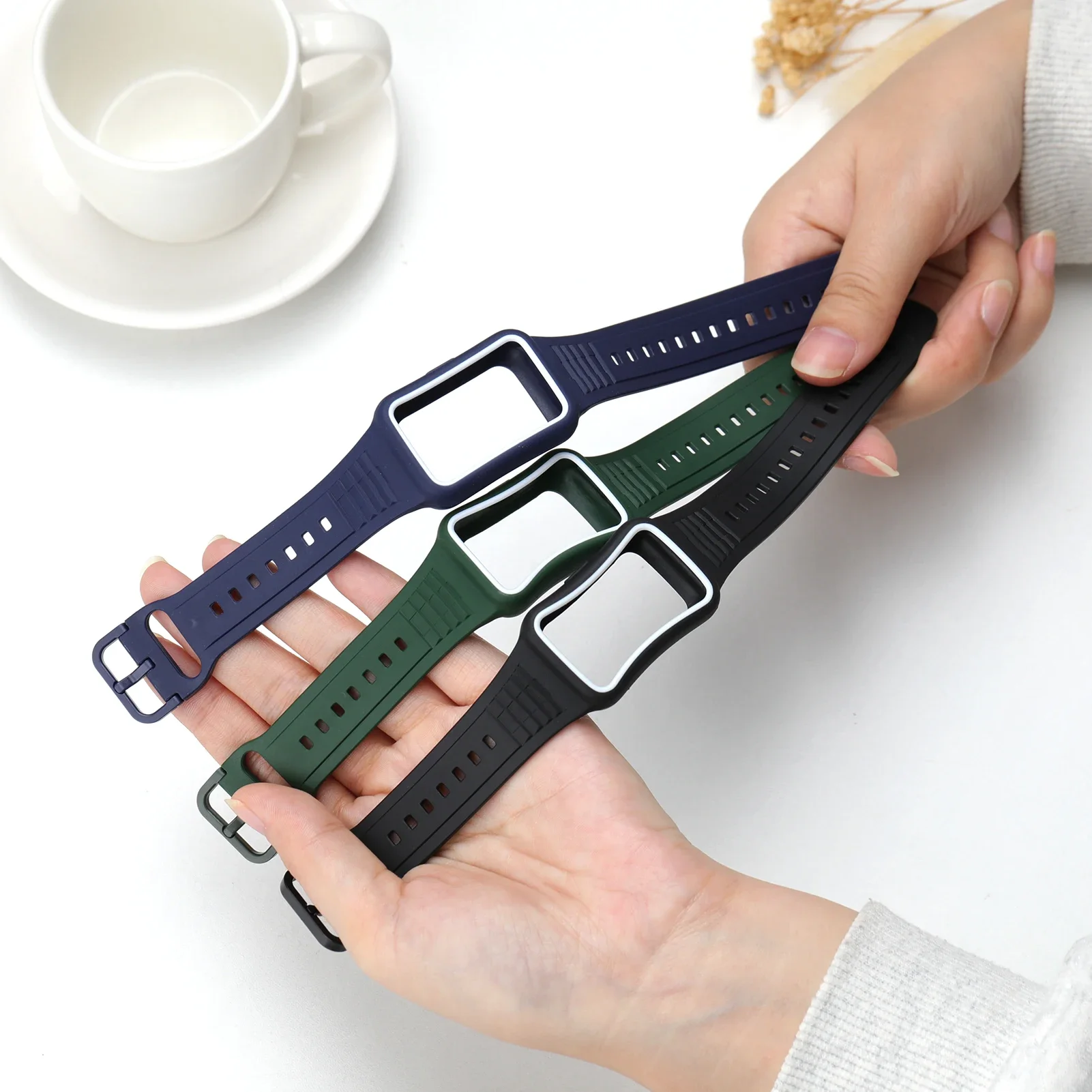 Silikonowy pasek do Huawei Band 9 8 correa Akcesoria do smartwatcha Zamienny sportowy pasek do Galaxy fit3 Opaska na nadgarstek